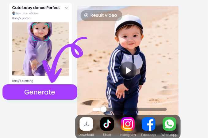 Share your generated AI kissing video