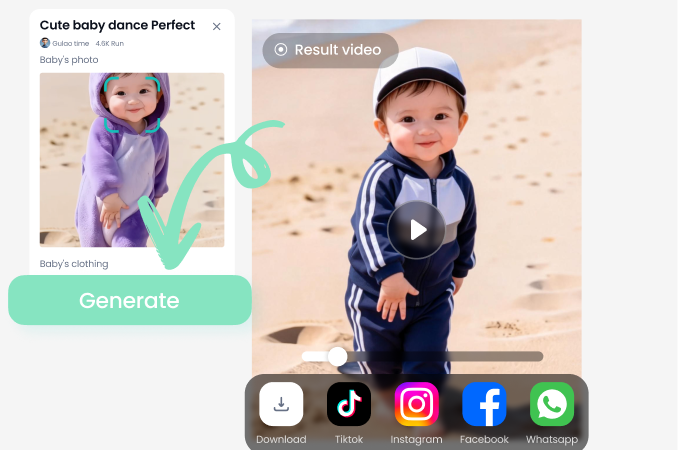 Fertigen KI-Avatar als Bild oder Video herunterladen und teilen