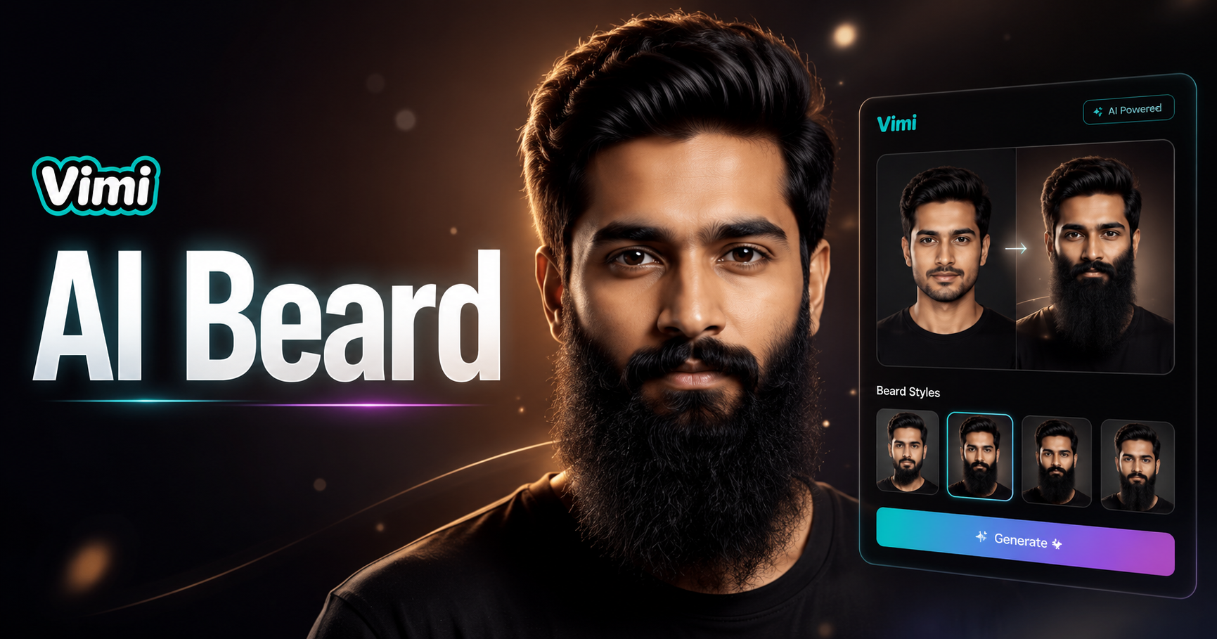 Vimi AI Beard Generator: Fügen Sie Ihren Fotos realistische Bärte hinzu