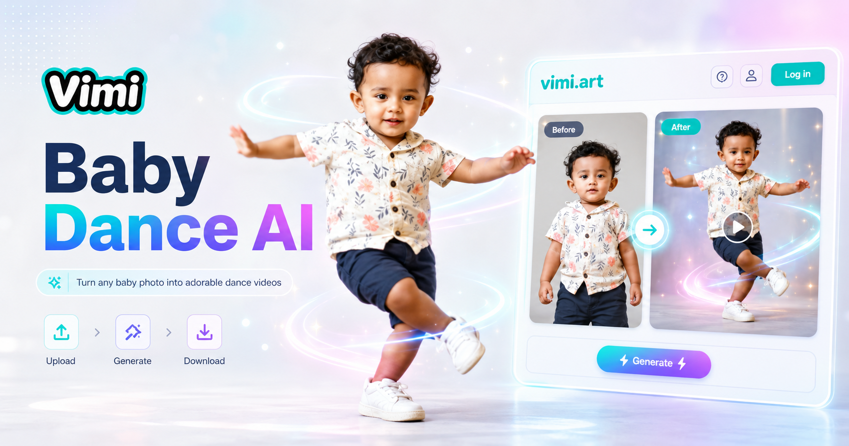Vimi AI 아기 댄스 생성기: 아기 사진을 움직이는 영상으로 바꾸기