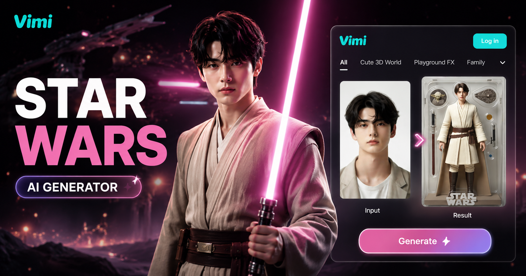Vimi スター・ウォーズ AI ジェネレーター：写真を象徴的なスター・ウォーズキャラクターに変身