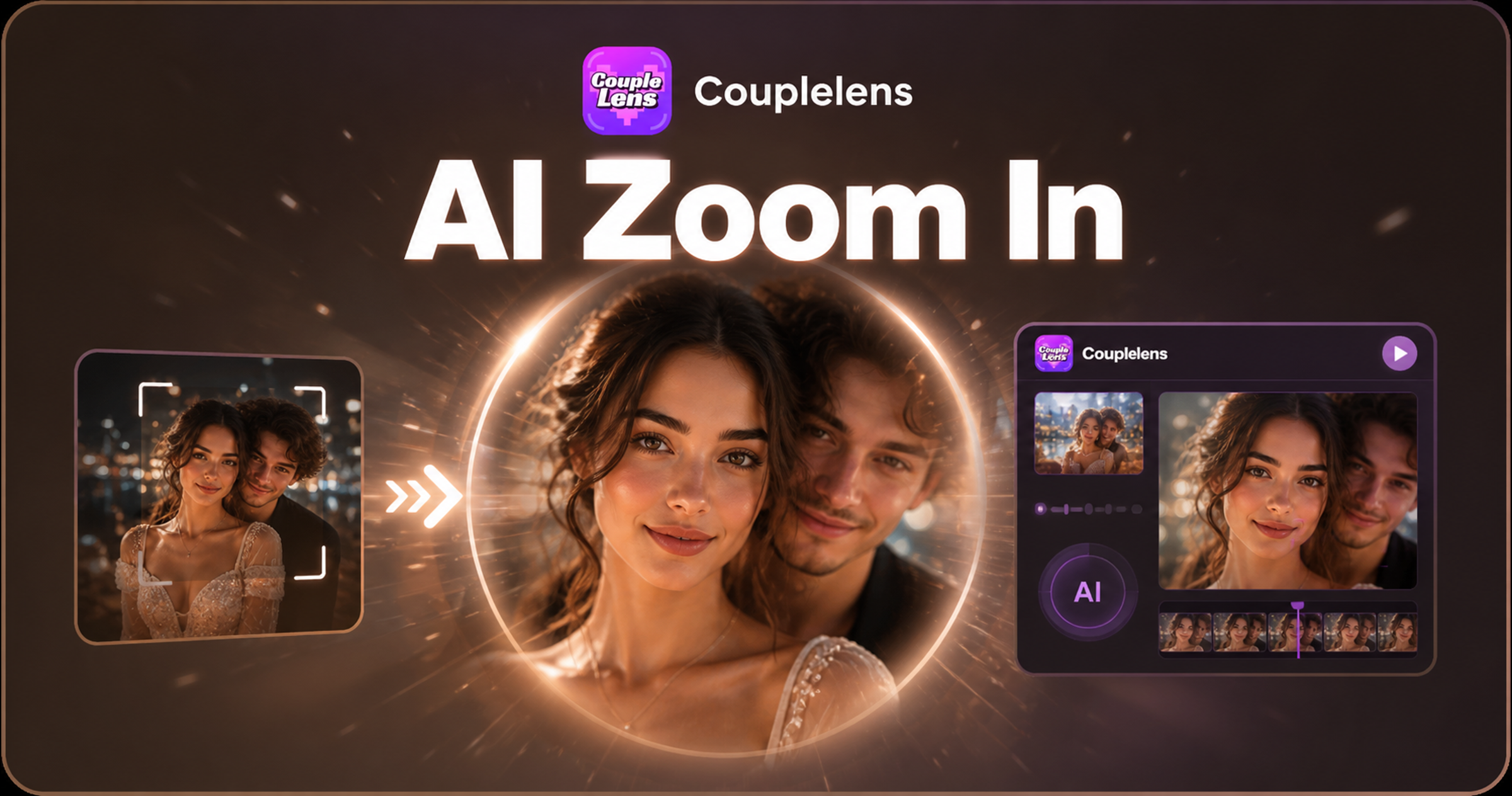 AI ज़ूम इन वीडियो इफ़ेक्ट: CoupleLens पर वायरल क्लिप्स बनाएं
