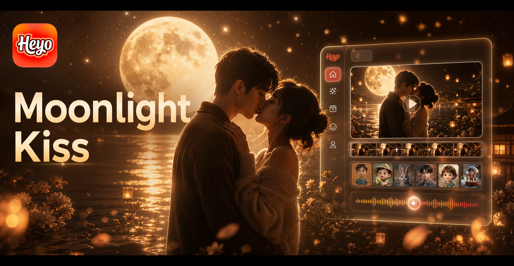 Heyo AI Moonlight Kiss Video Generator: Passionate & Magical Moonlight Kiss Animations