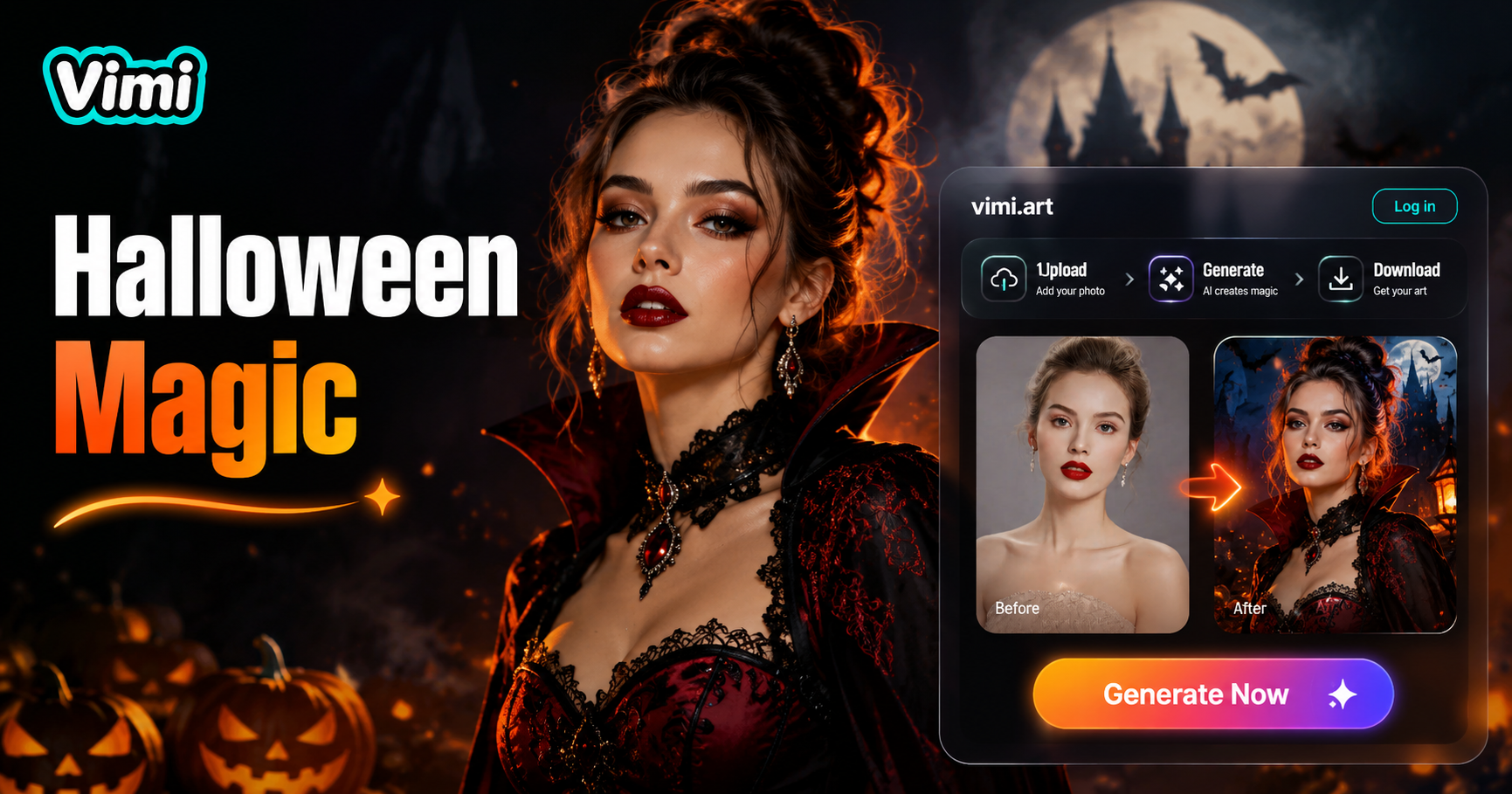 Holen Sie sich Ihren gruseligen KI-Halloween-Look mit Vimi