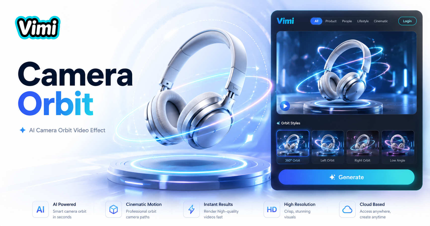 Verwandeln Sie Ihre Fotos mit dem Vimi AI Camera Orbit Video Effekt