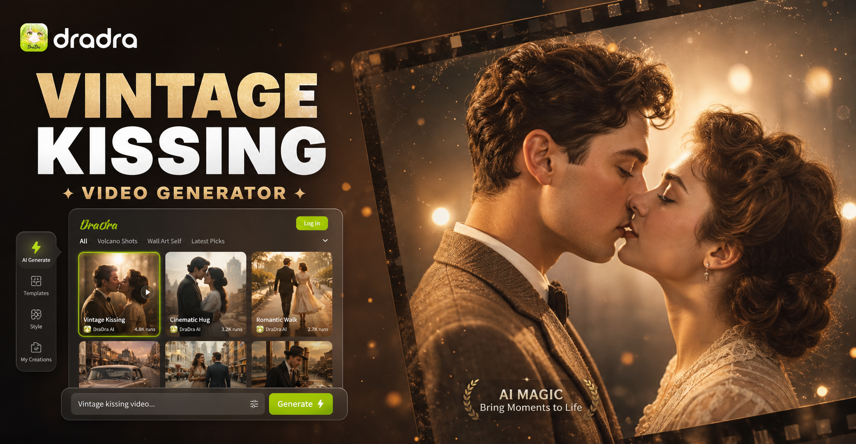 Buat Video Ciuman Vintage Abadi dengan AI