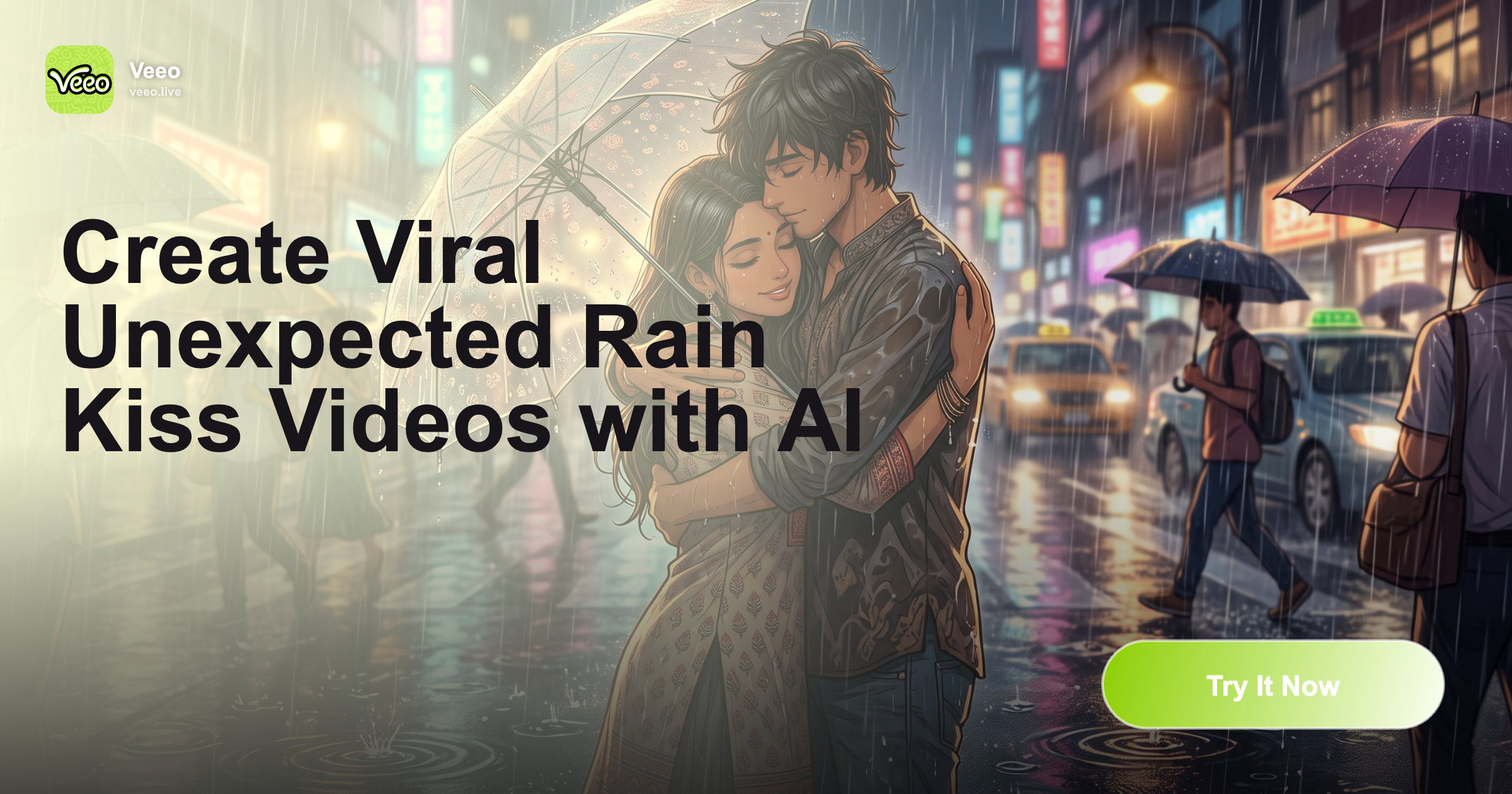Create Viral Unexpected Rain Kiss Videos with AI
