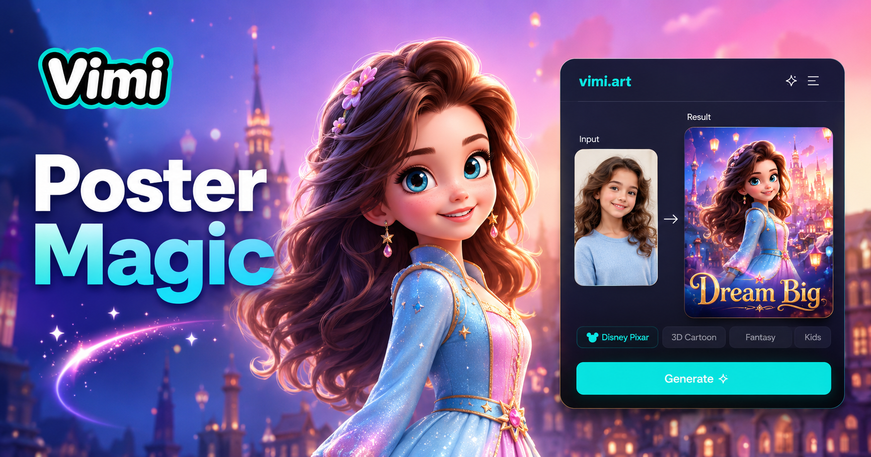Vimi AI Disney Pixar Poster Generator: Ubah Foto Menjadi Poster Bergaya Film Animasi