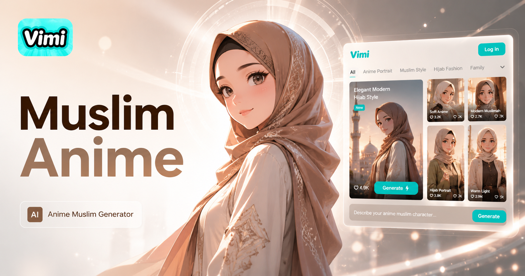 Vimi KI Anime Muslim Generator: Erstellen Sie mühelos kulturelle Anime-Porträts