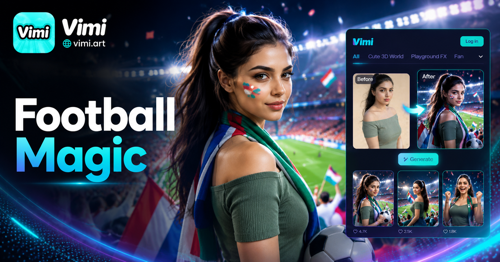 Genera Imágenes de Fútbol de Estilo Copa del Mundo con Vimi