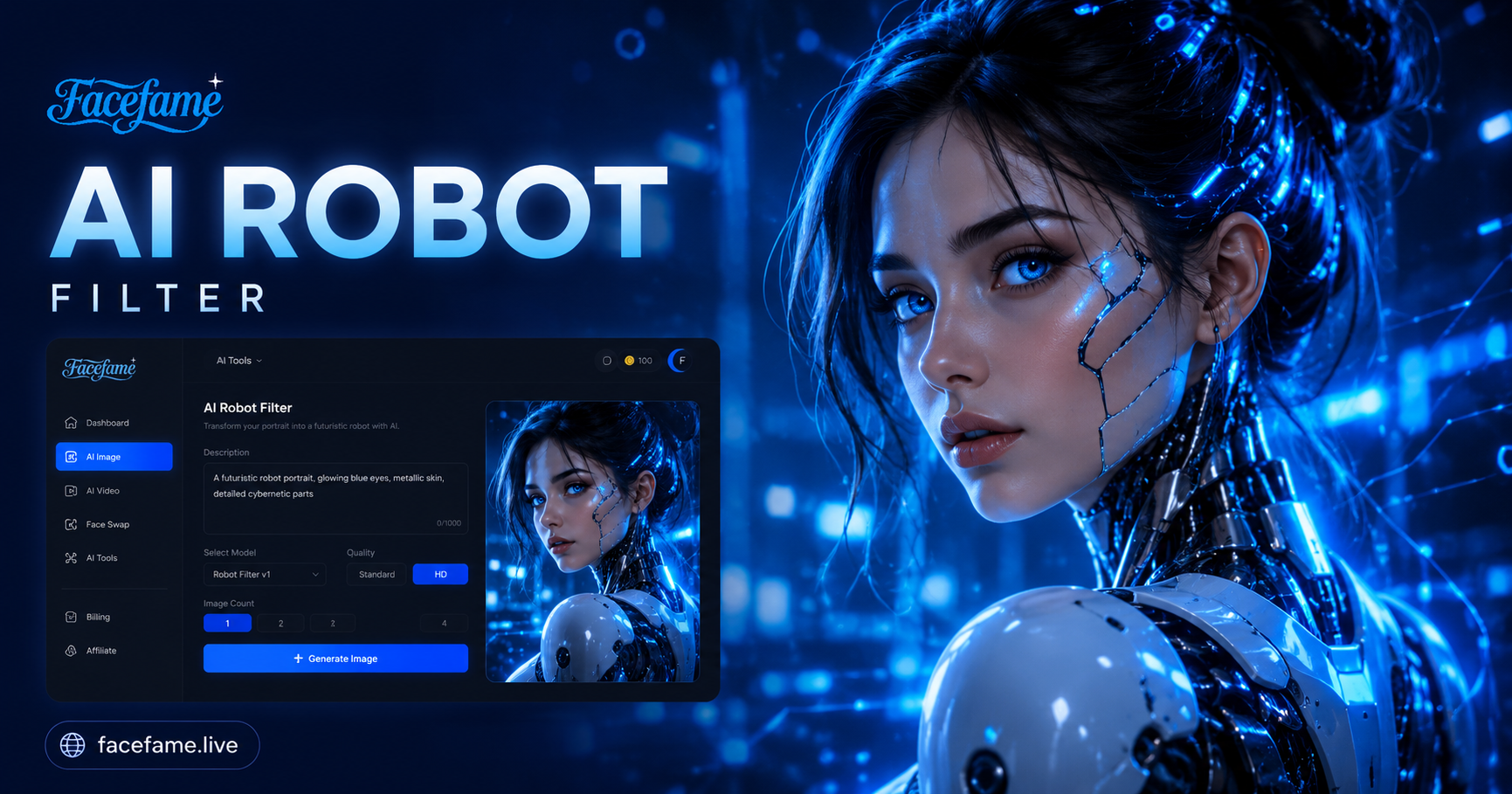 KI-Roboter-Filter – Kostenloser KI-Roboter-Filter Online | Facefame