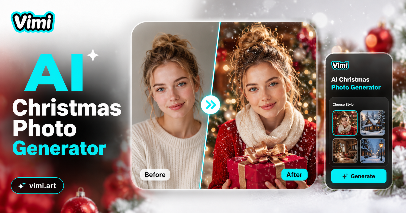 KI Weihnachtsfoto Generator – Erstelle festliche & realistische Feiertagsfotos