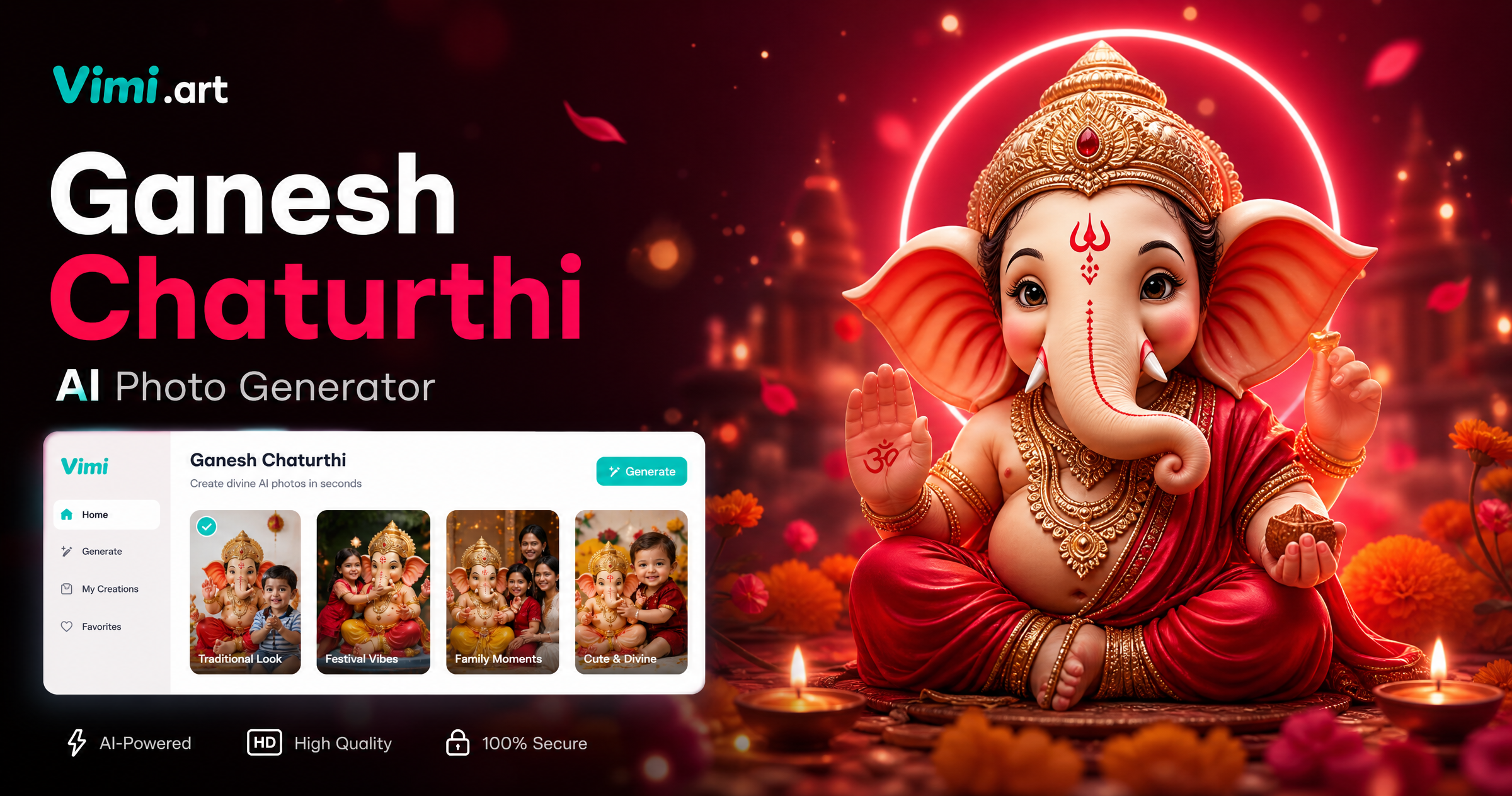 Ganesh Chaturthi AI 사진 생성기: Vimi로 축제 이미지 만들기