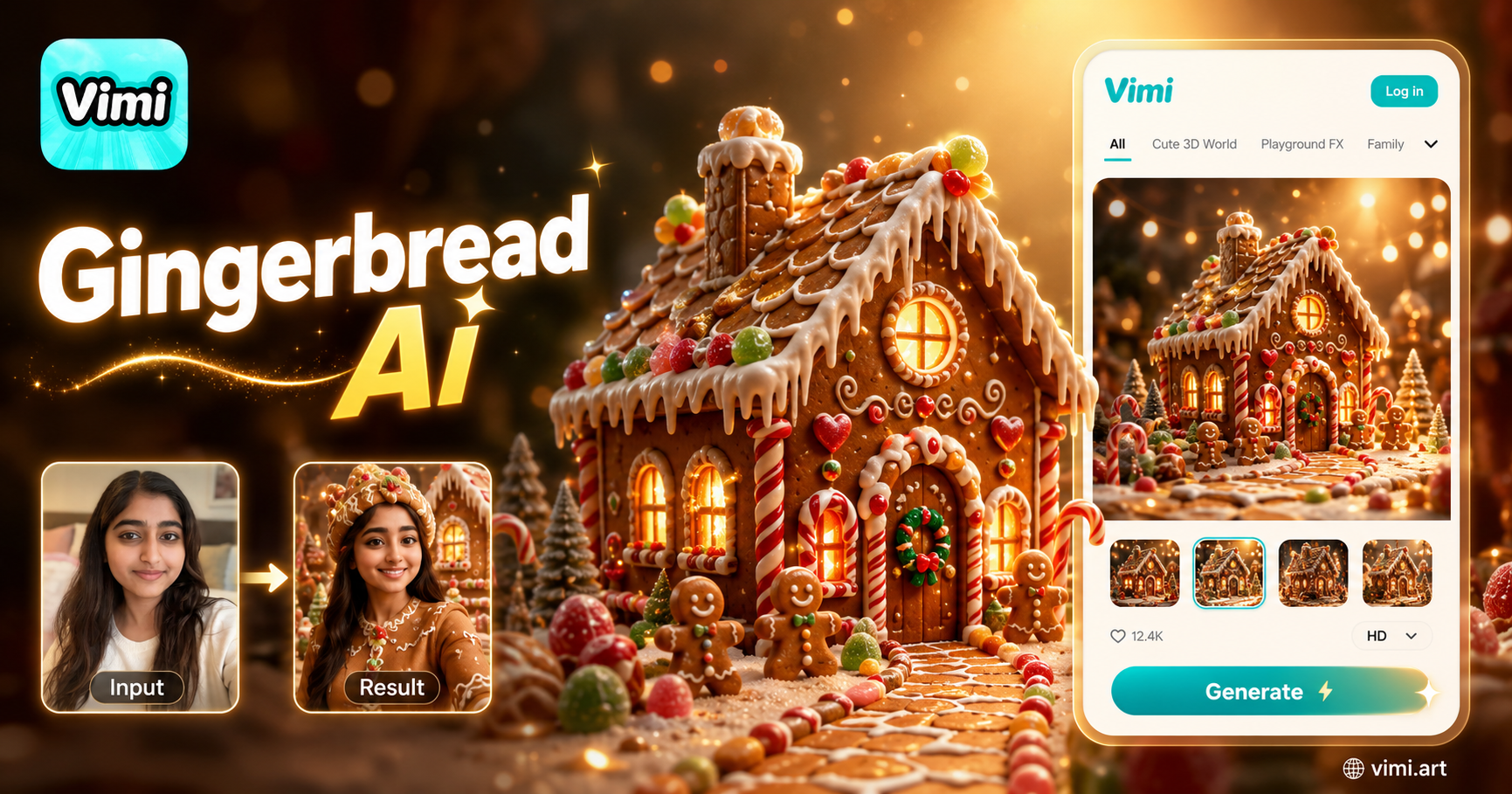 Crea Arte de Casita de Jengibre con IA Navideño con la App Vimi