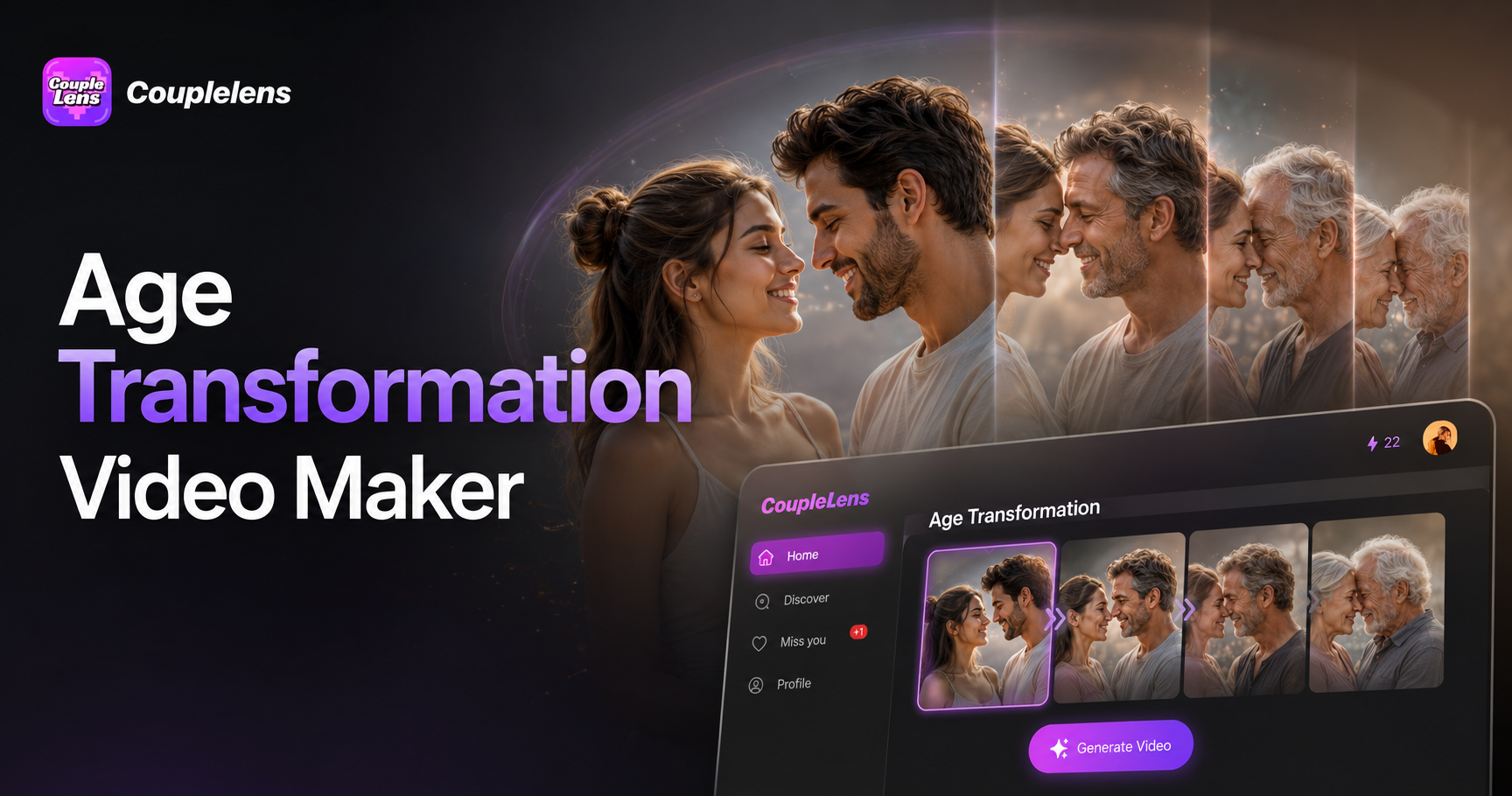 Creador de Videos de Transformación de Edad: Ve Tu Yo Futuro Ahora con CoupleLens