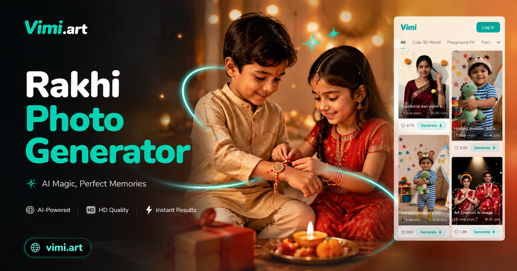 Crea Fotos de Rakhi Personalizadas con el Generador AI Vimi