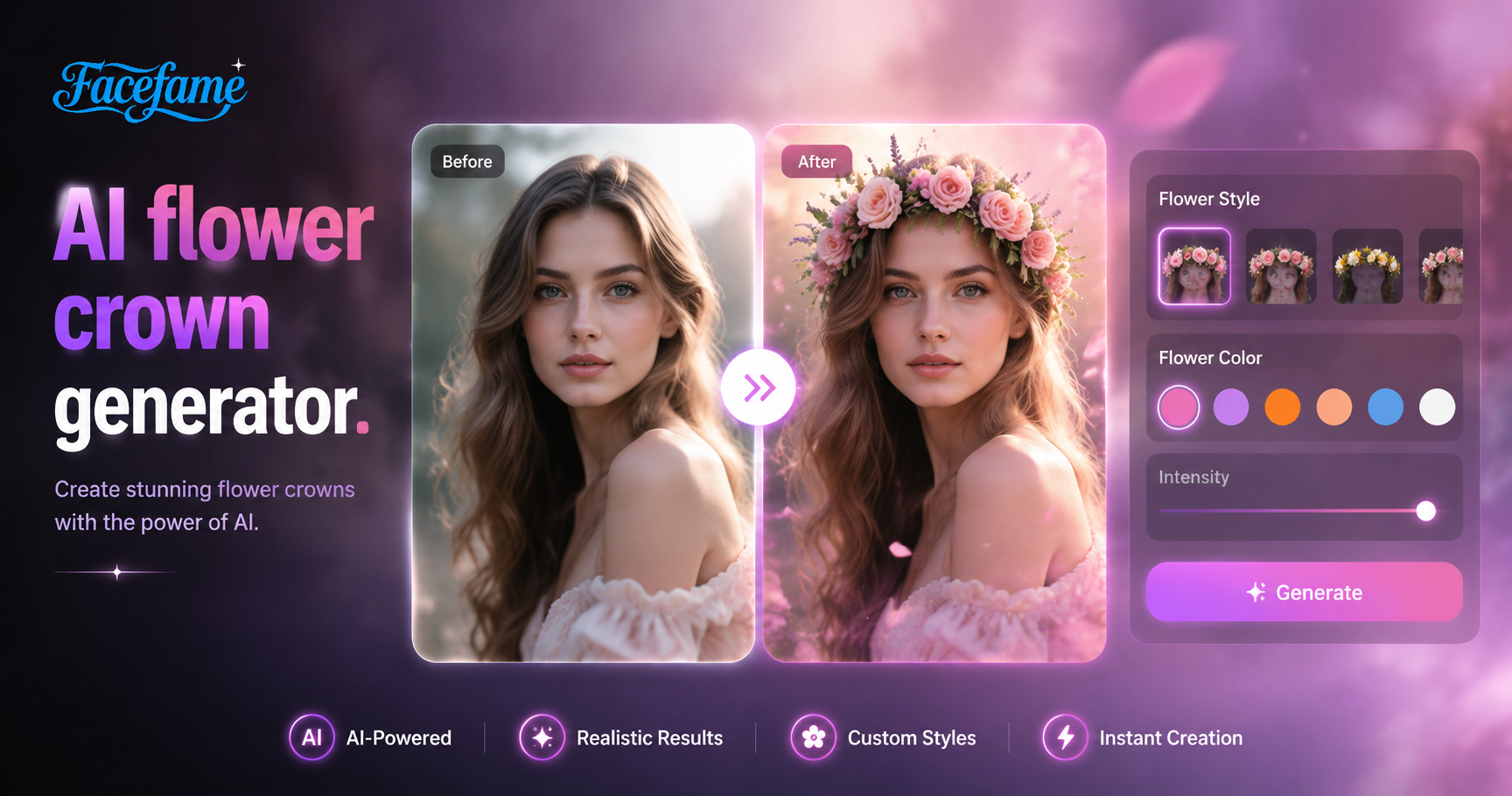 KI Blumenkranz-Generator | Erstelle florale KI-Fotos