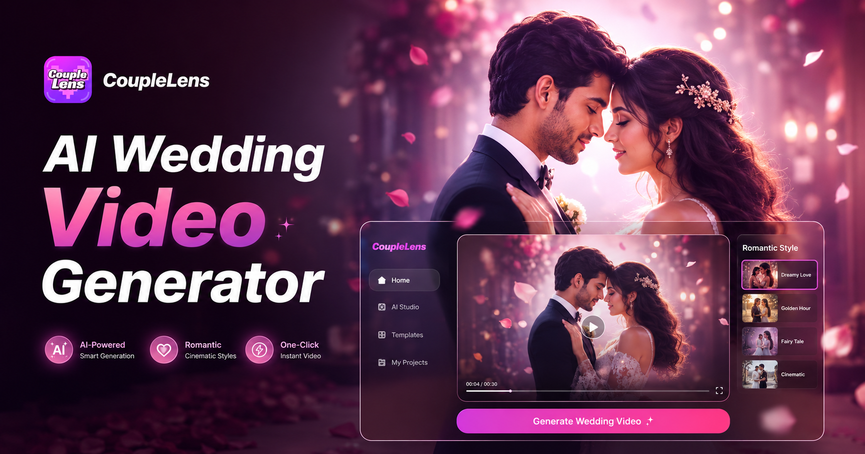 KI Hochzeitsvideo-Generator: Erstellen Sie Hochzeitsvideos mit CoupleLens