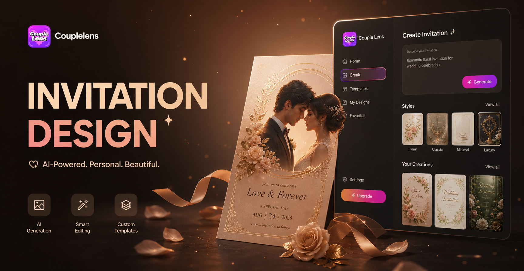 KI-Einladungskarten-Design: Erstellen Sie Hochzeitseinladungen in 10 Sekunden