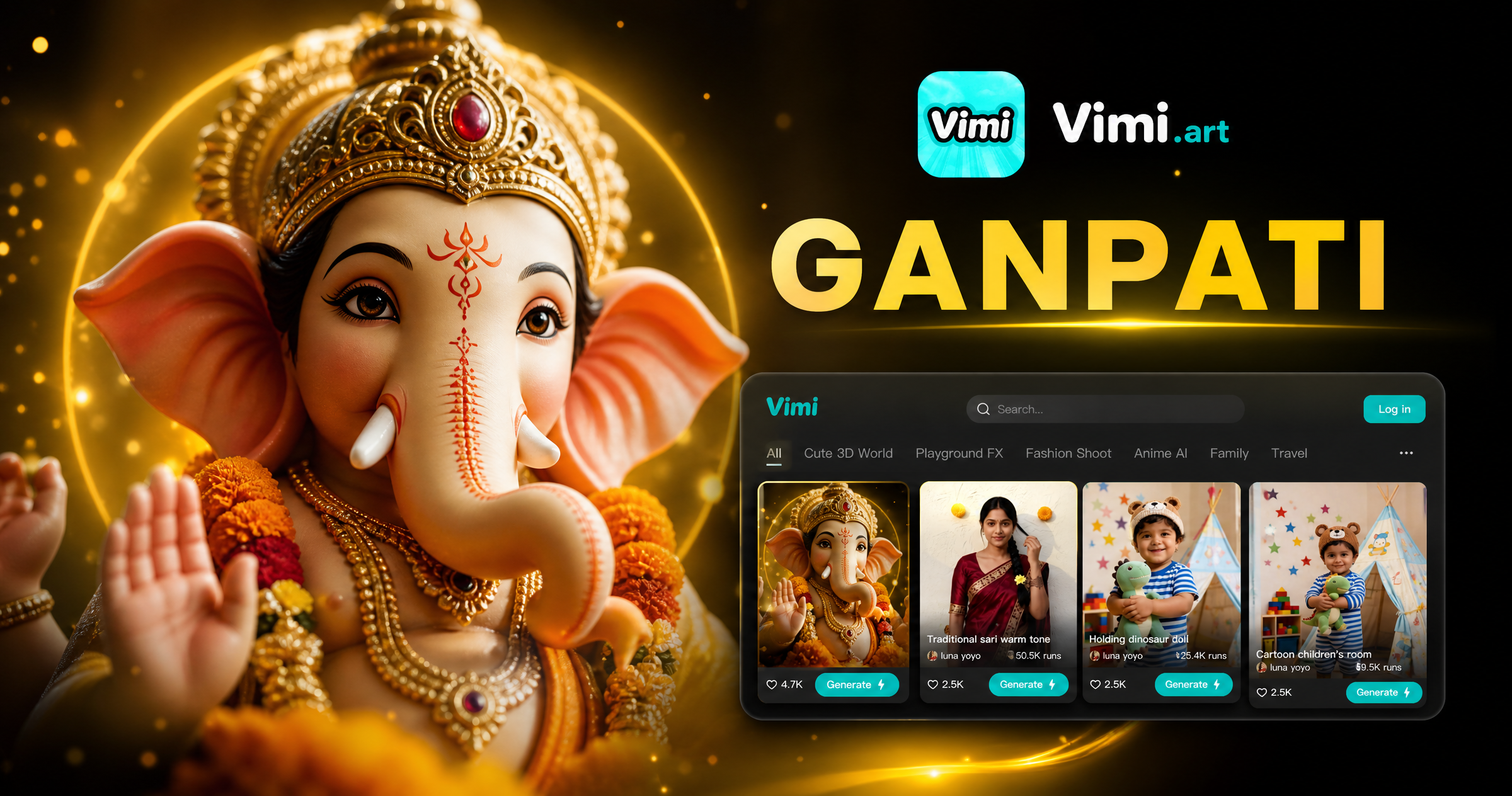 Vimi Ganpati Close Up AI Photo: 몇 초 만에 멋진 Ganesh Chaturthi 초상화 만들기