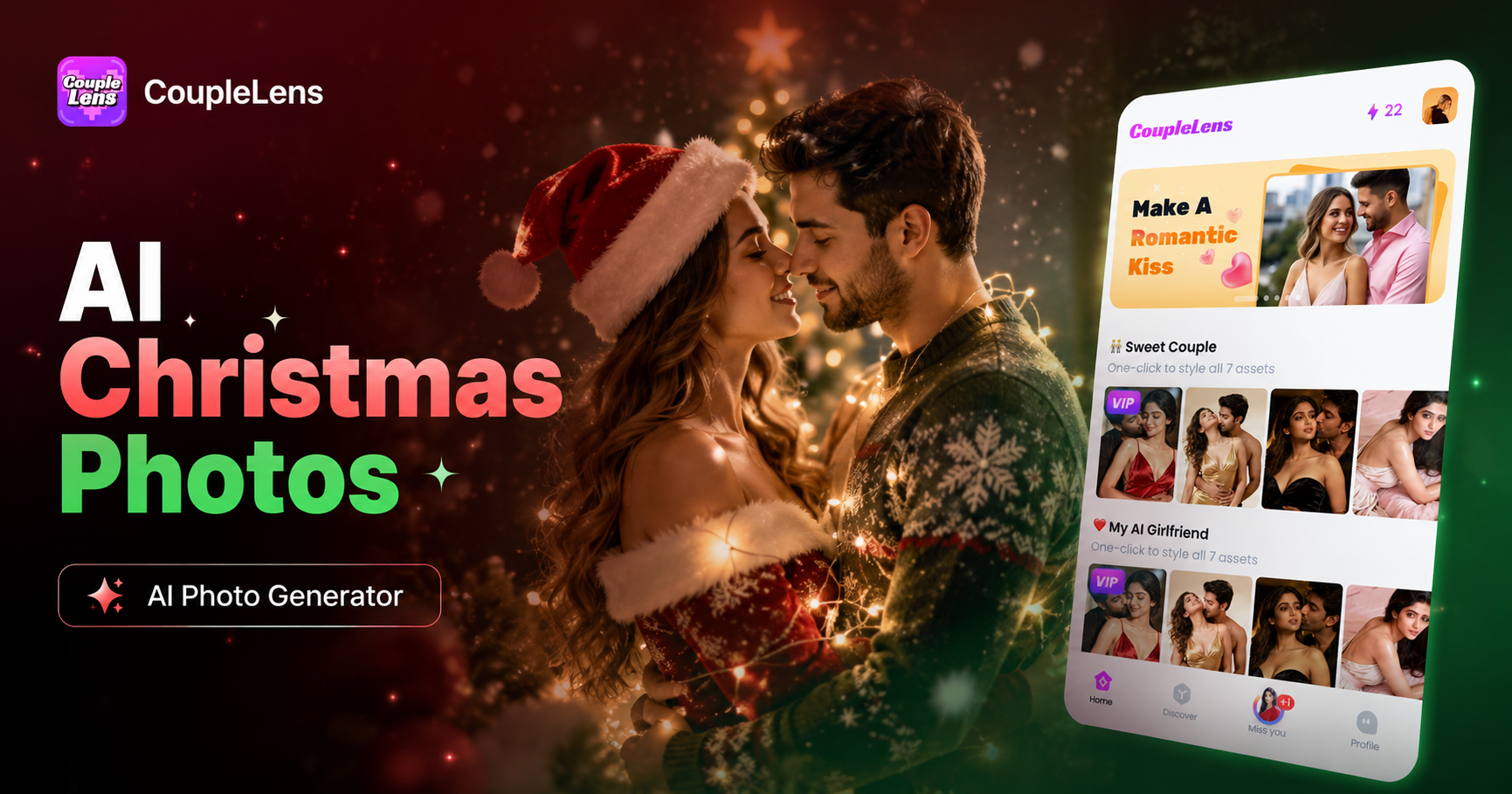 Gerador de Fotos de Natal com IA: Crie Fotos Festivas | CoupleLens