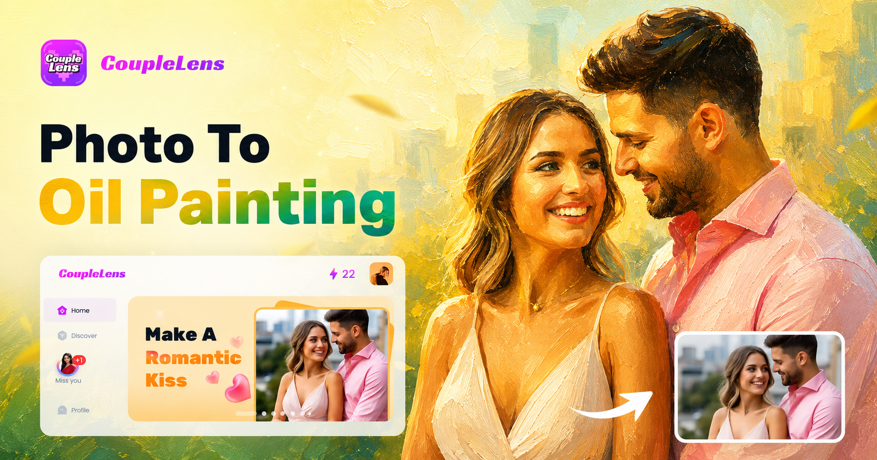 Convertidor de Foto a Pintura al Óleo: Generador Gratis de Pintura al Óleo con IA | CoupleLens