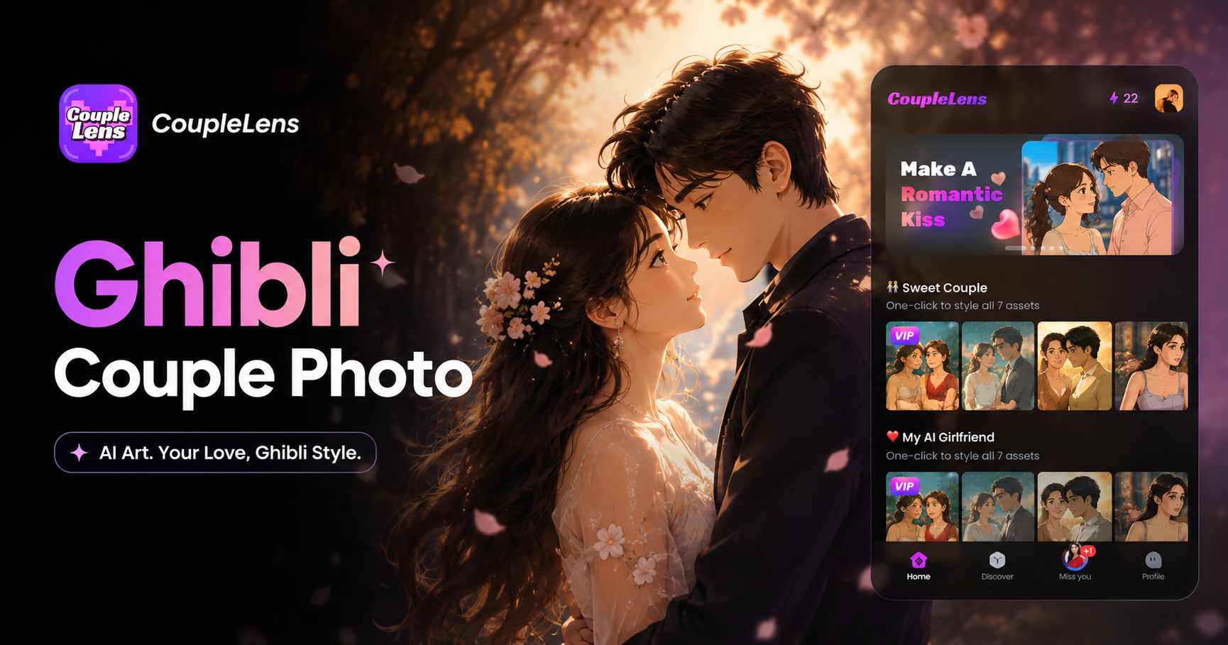 Generador de Fotos de Pareja Ghibli: Crea Retratos de Pareja al Estilo Studio Ghibli