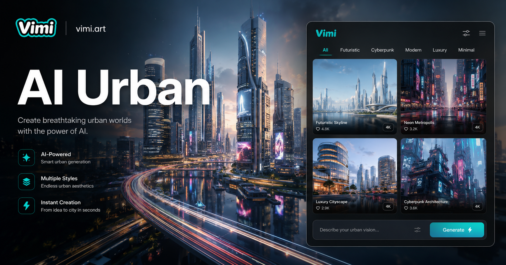 Stadtlandschaften mit Vimi KI Urban Generator Templates verwandeln