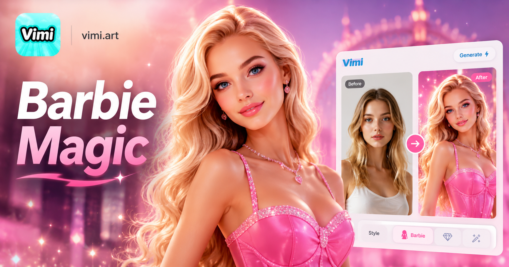 Vimi KI Barbie-Generator: Erstellen Sie in Sekunden maßgeschneiderte Puppen-Style-Fotos