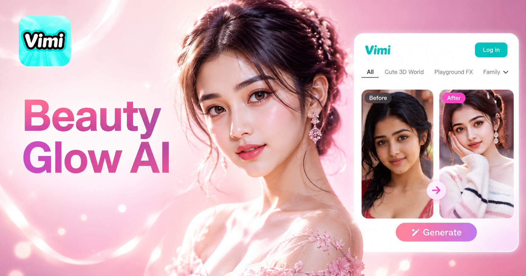 Vimi KI Beauty Generator: Professionelle Porträtverbesserung für Mobilgeräte
