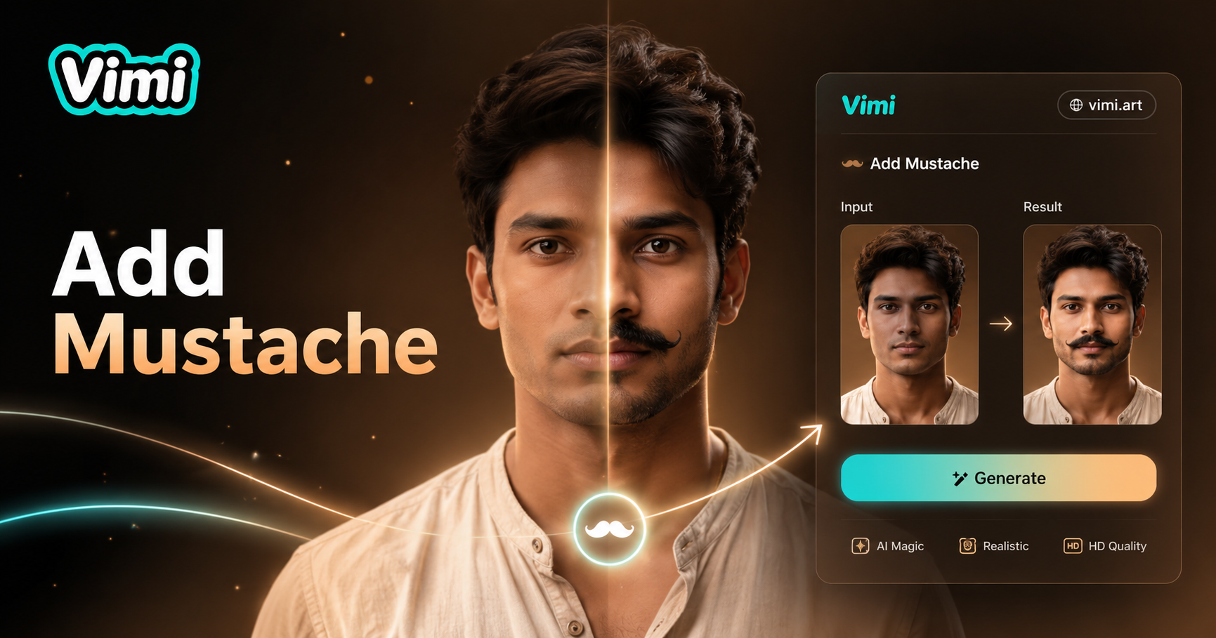 Vimi – Fügen Sie sofort einen Schnurrbart zu Ihrem Foto hinzu und ändern Sie Ihren Look