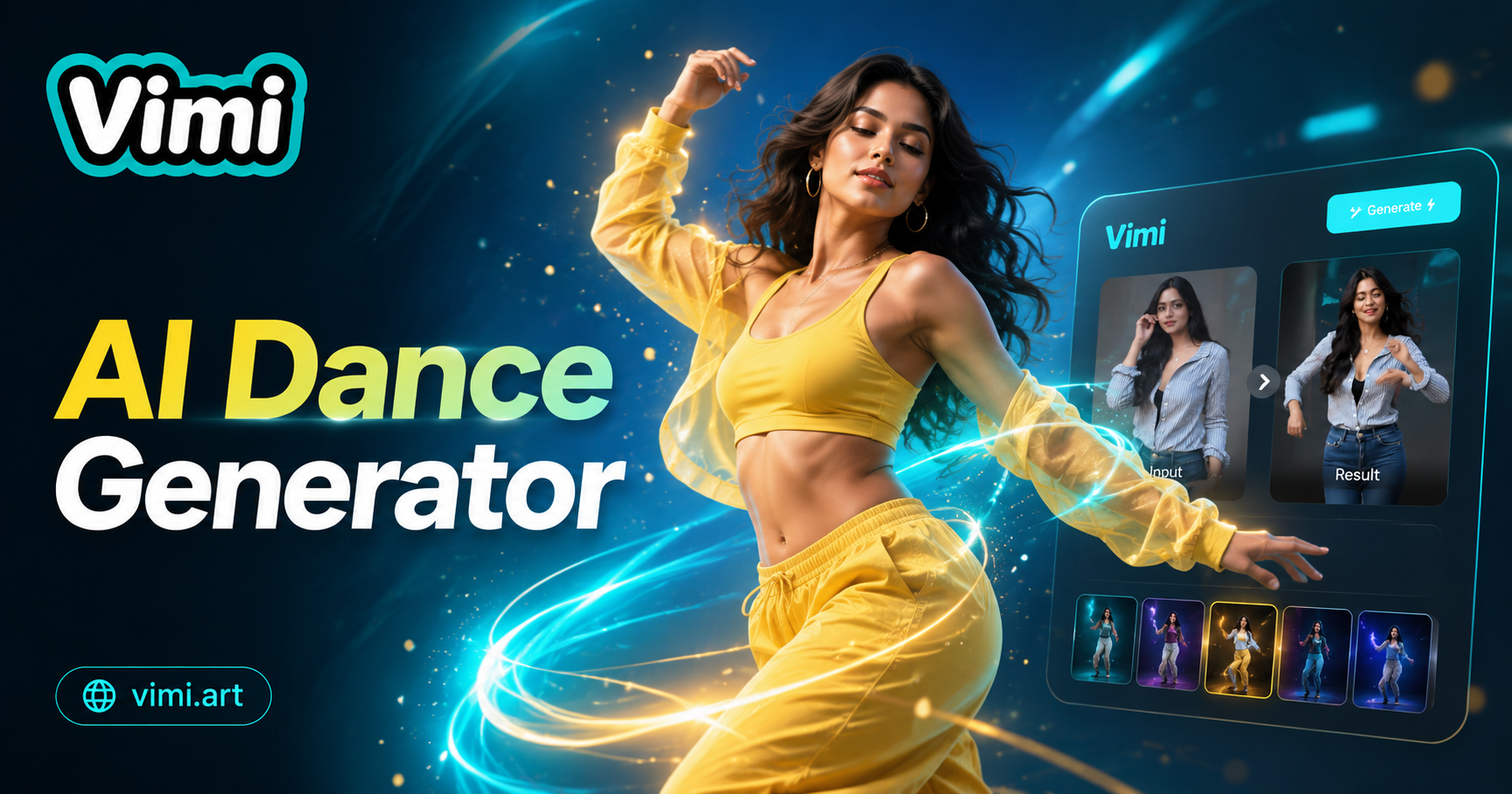 Erstellen Sie dynamische Tanzvideos mit dem Vimi AI Dance Generator