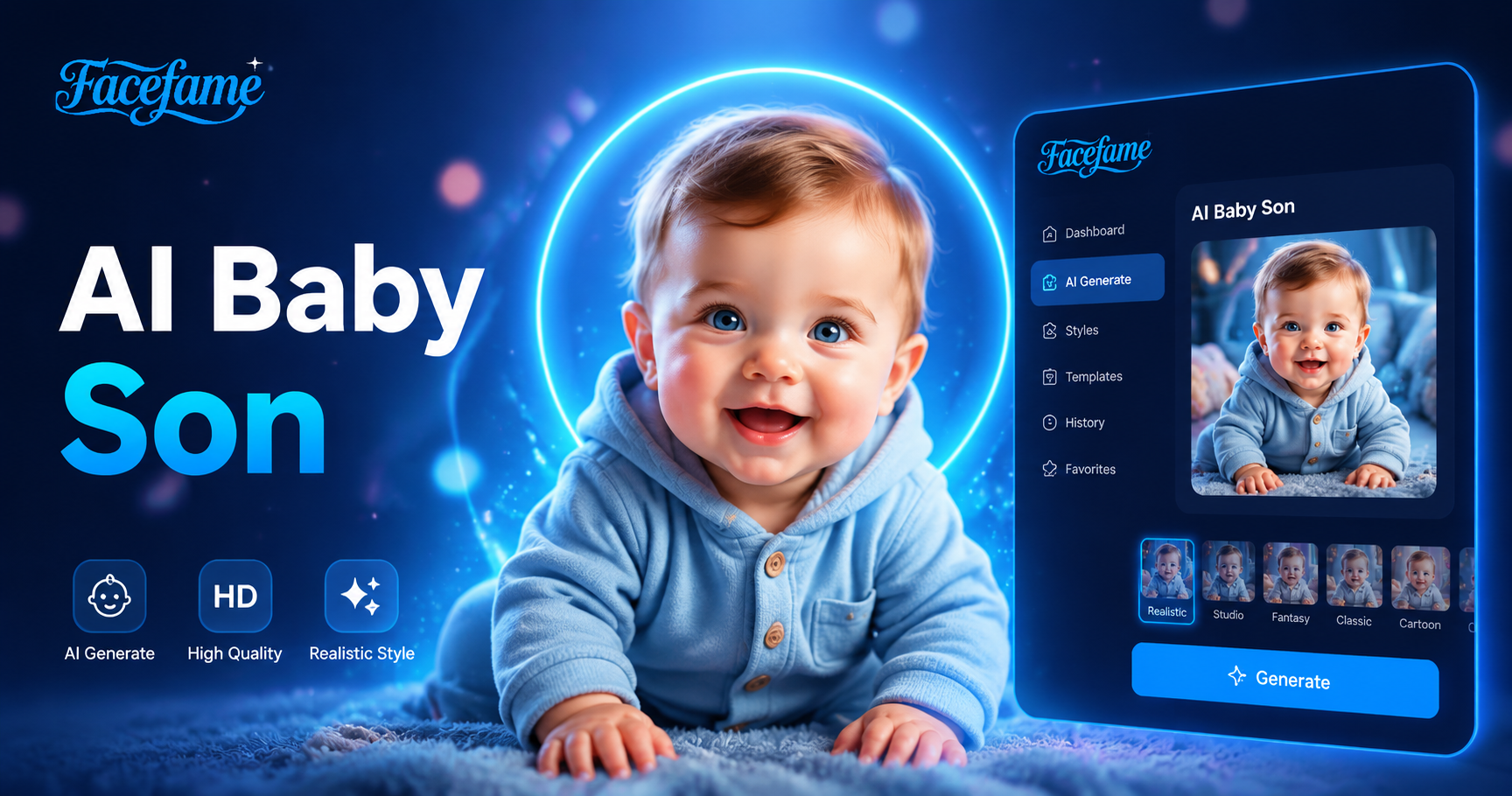 Generador de Bebé con IA | Crea Adorables Imágenes de Bebé con Facefame