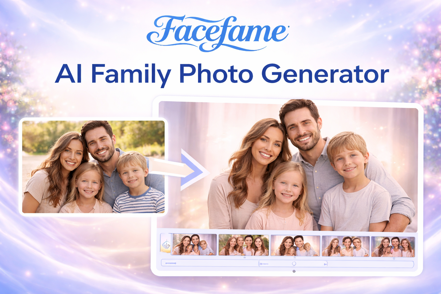 AI 家族写真ジェネレーター Facefameでリアルな家族写真を作成