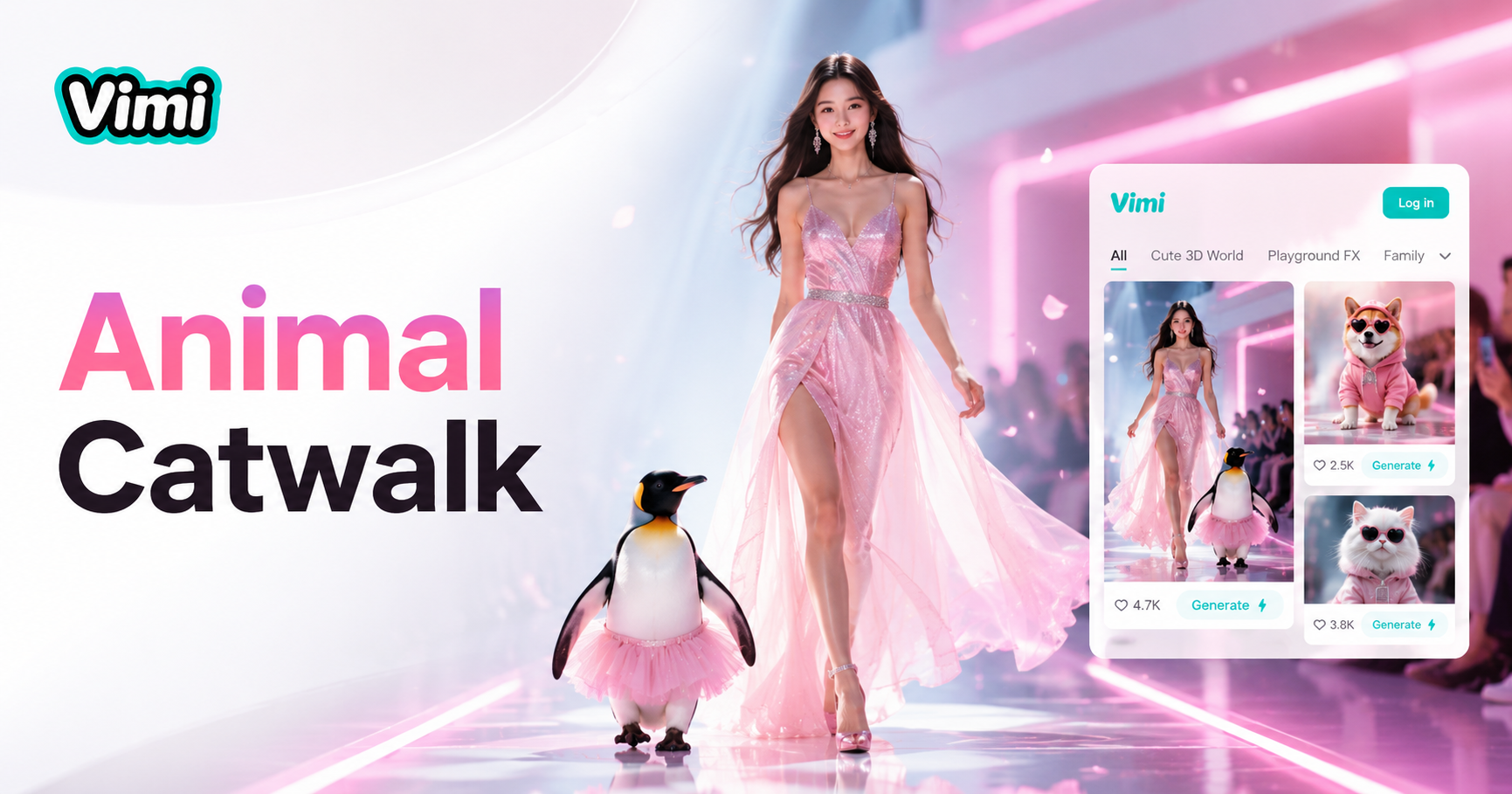 Vimi AI Catwalk With Animal: Machen Sie Ihre Haustiere zu Laufsteg-Stars