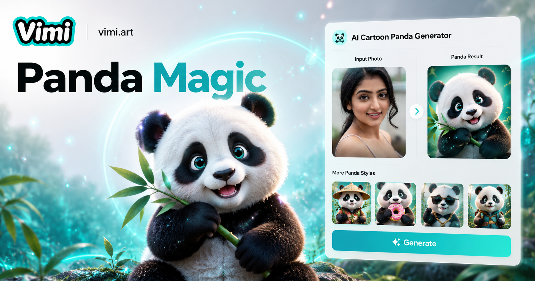 Vimi AI Cartoon Panda Generator: Verwandeln Sie Fotos in niedliche Panda-Kunst