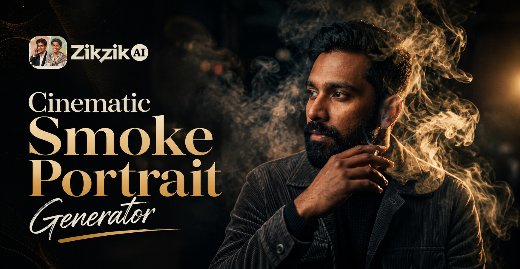 Crea Retratos Cinematográficos con Humo con Zikzik AI