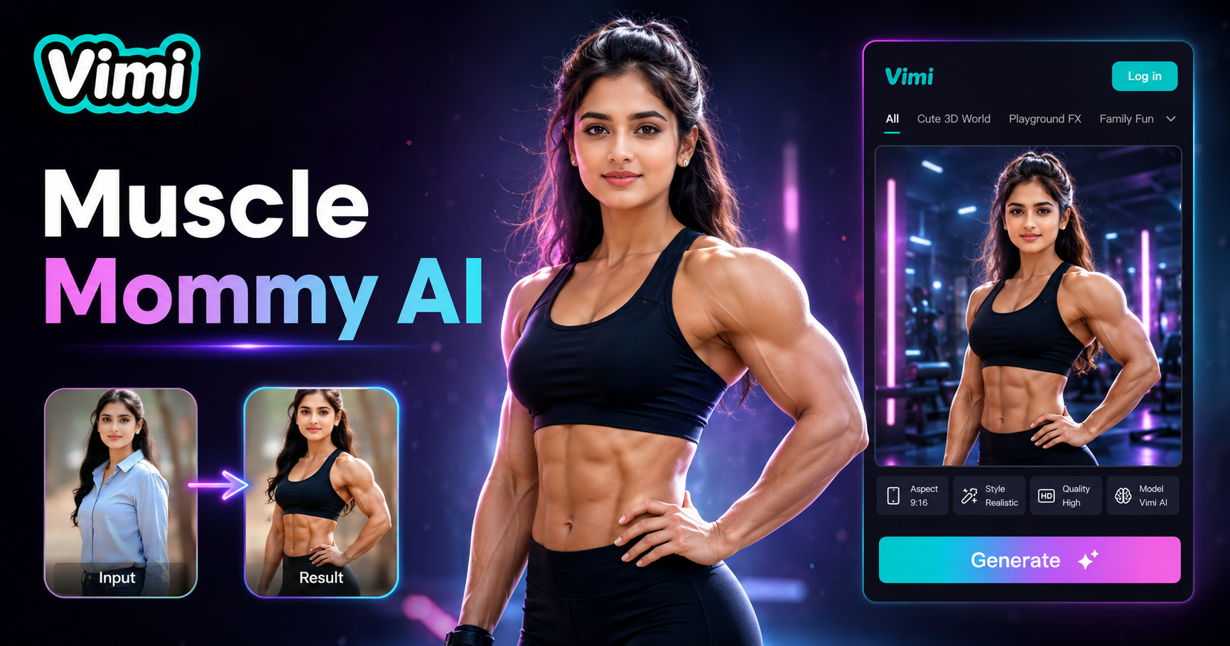 Vimi 앱으로 AI 근육 엄마(Muscle Mommy) 이미지 생성하기