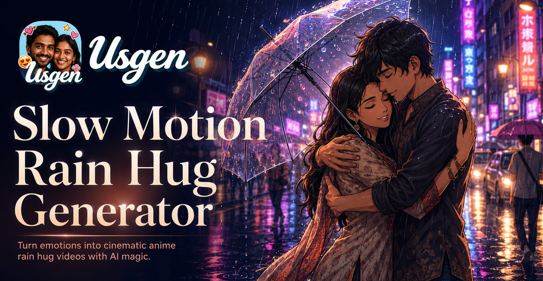 Generator Pelukan Hujan Slow Motion Usgen – Buat Video Pasangan AI Romantis