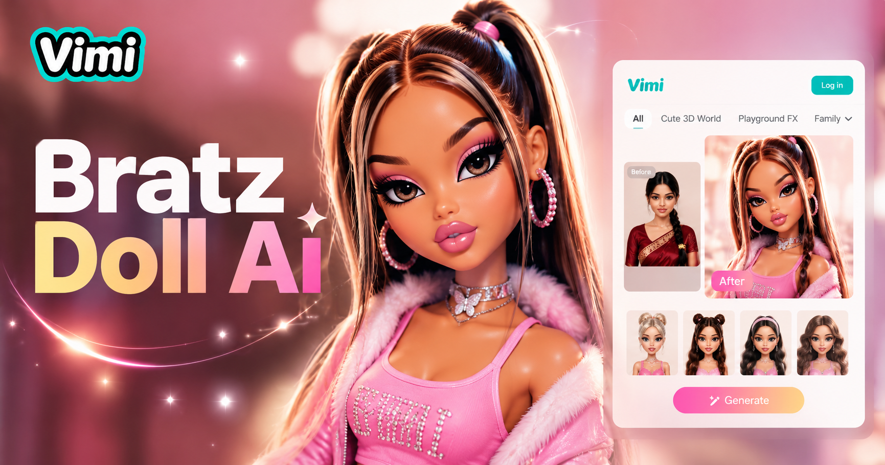 Vimi KI Bratz Doll Generator: Verwandeln Sie Selfies in Y2K Puppenkunst