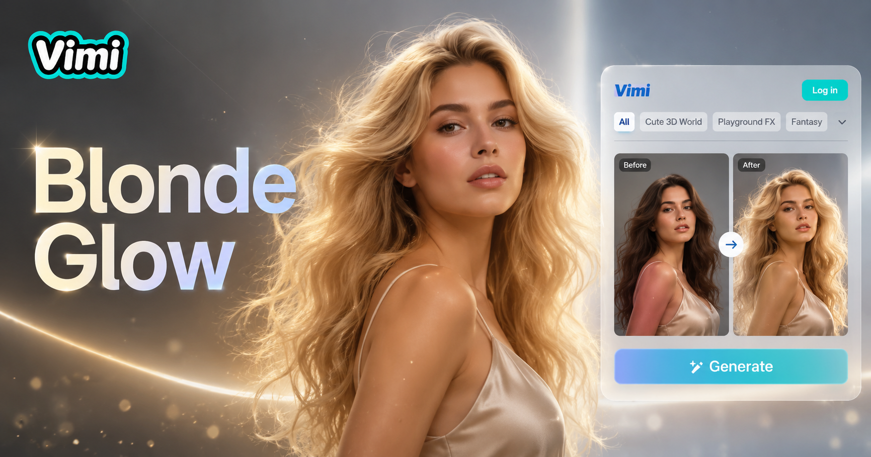 Probieren Sie einen neuen Look mit dem Vimi AI Blonde-Haare-Generator