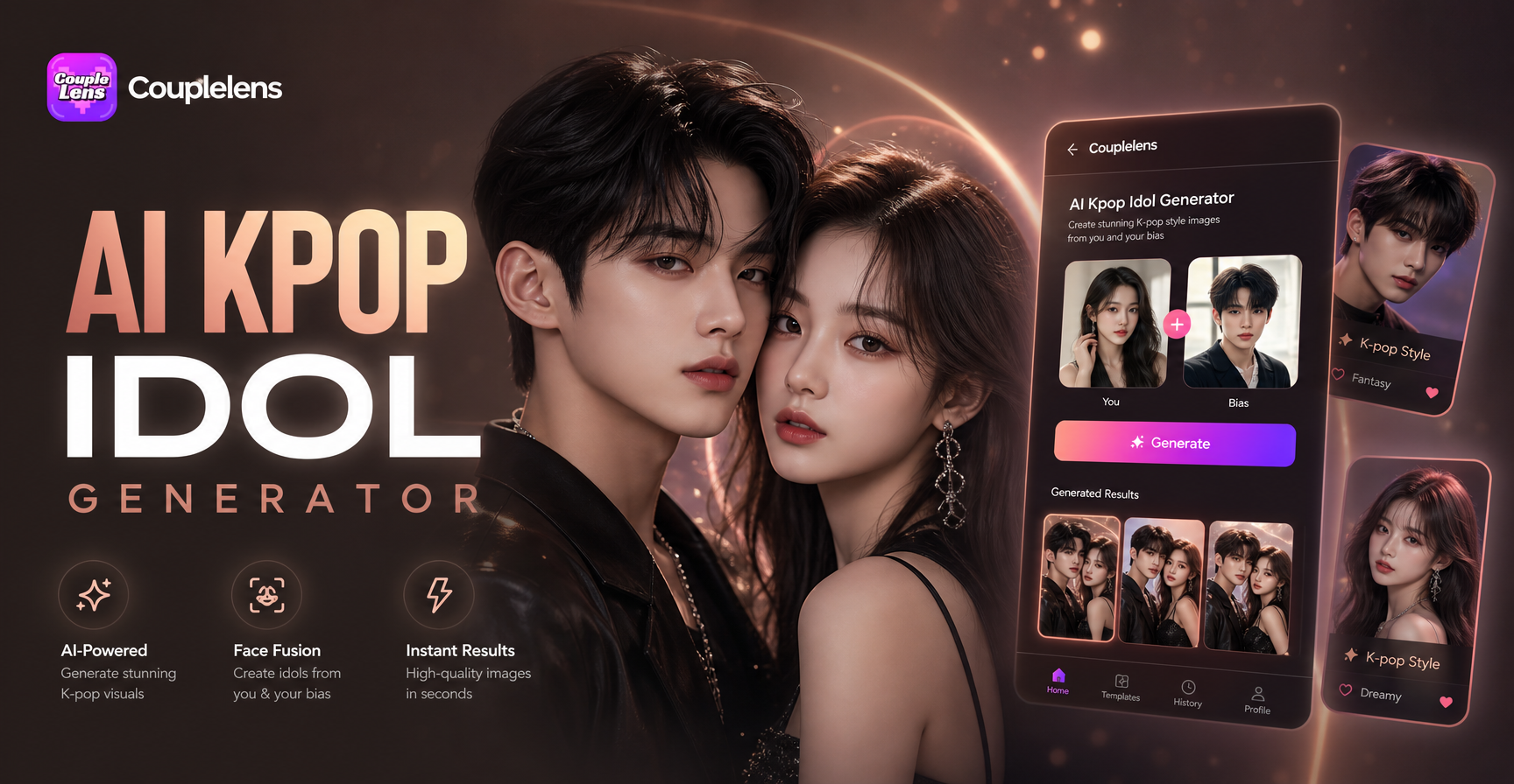 CoupleLens AI Kpop Idol Generator with AI Generated Kpop Idol Filters
