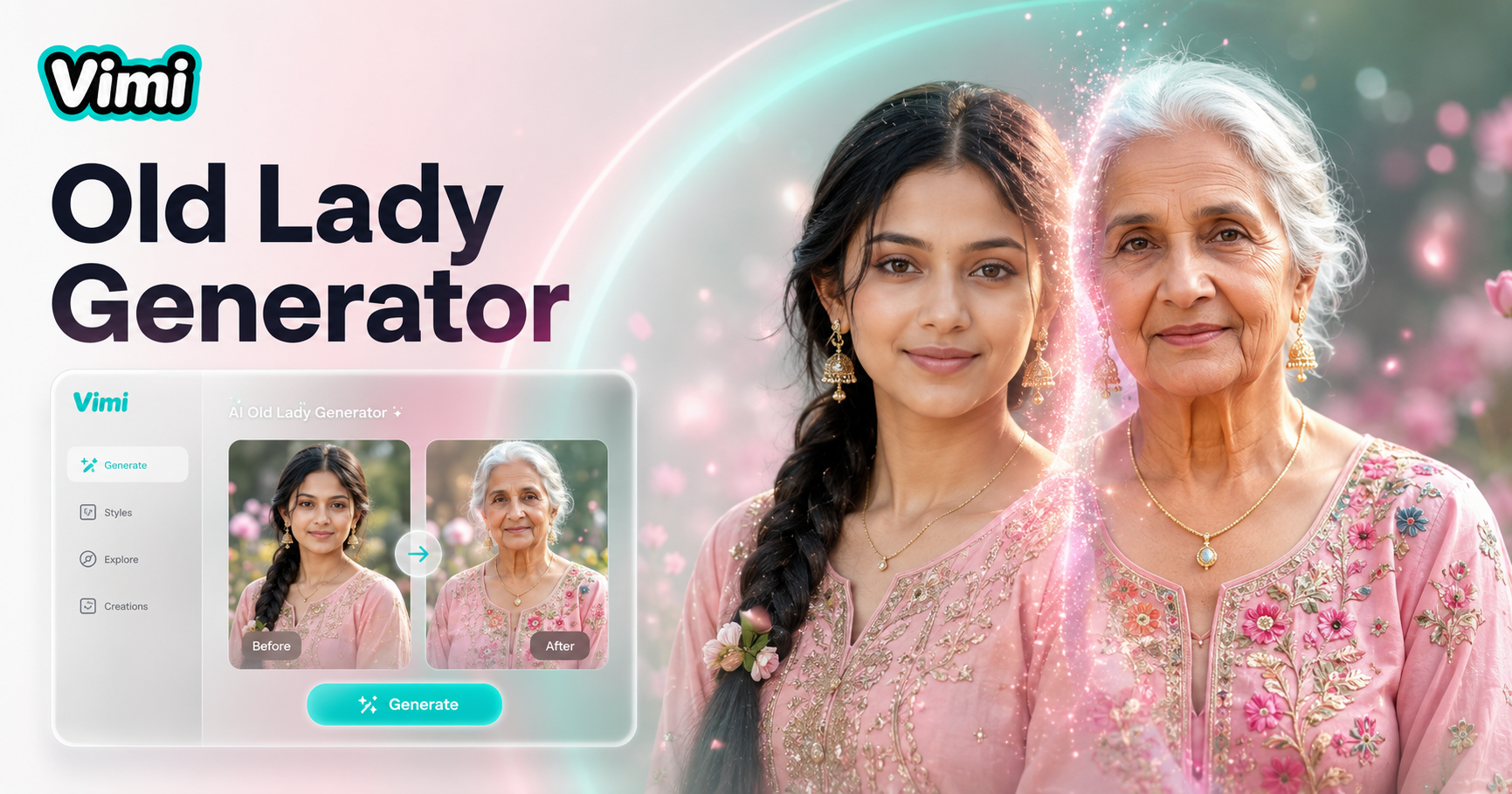 Vimi KI-Alte-Dame-Generator – Verwandeln Sie Ihr Porträt in eine ältere Frau