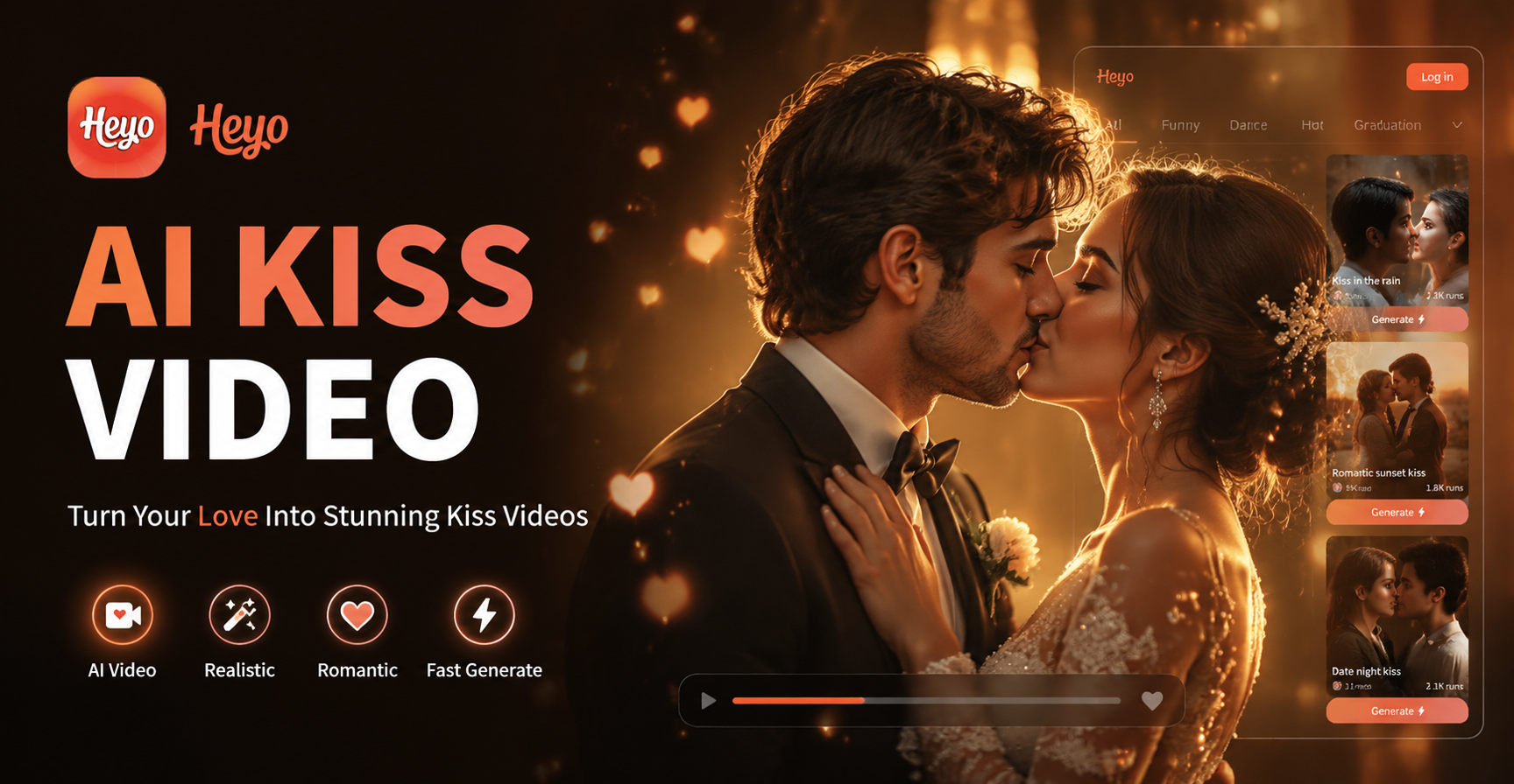 Heyo AI Married Couple Kiss Video Generator: Passionate & Tender Married Romance