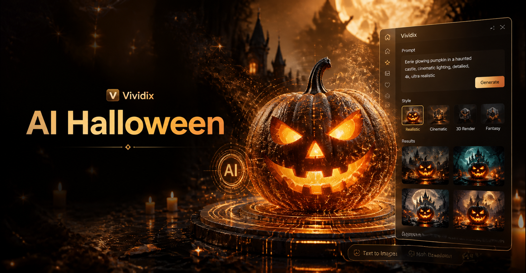 Gruselmagie erschaffen: KI-Halloween-Generator für Sofort-Szenen