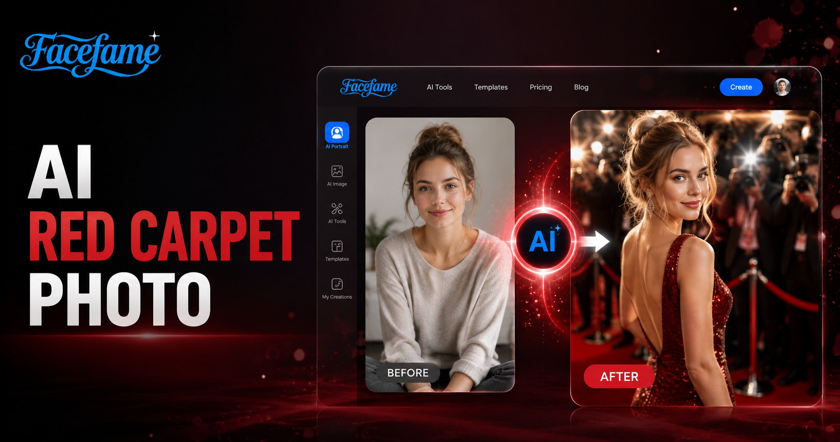 KI-Rote-Teppich-Foto-Generator in der Facefame-App