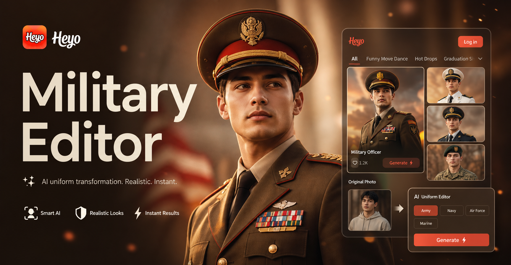 Military Photo Editor: AI Uniform Change & Army Effects