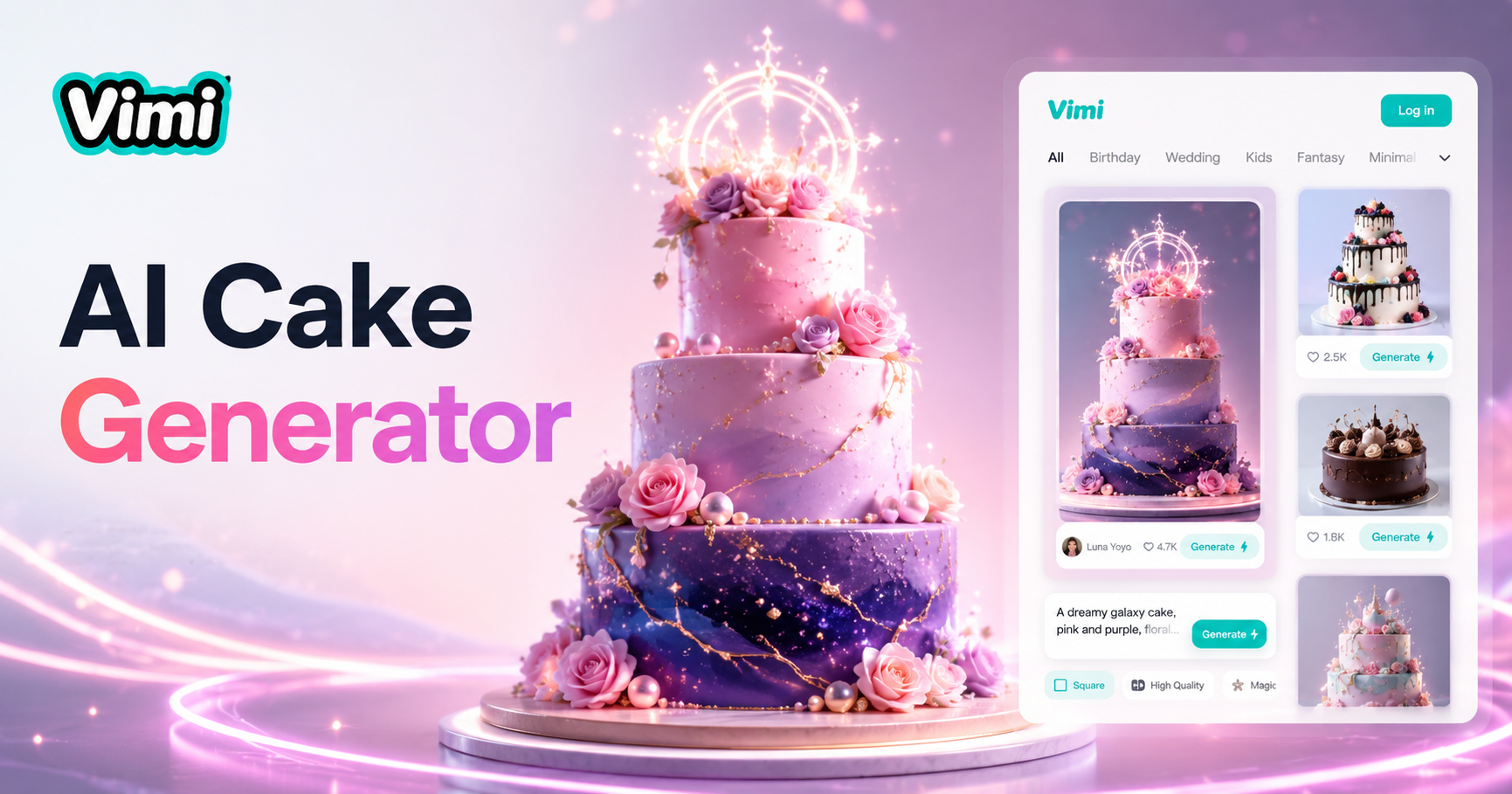 KI-Kuchen Generator mit Vimi für individuelle Kuchenideen
