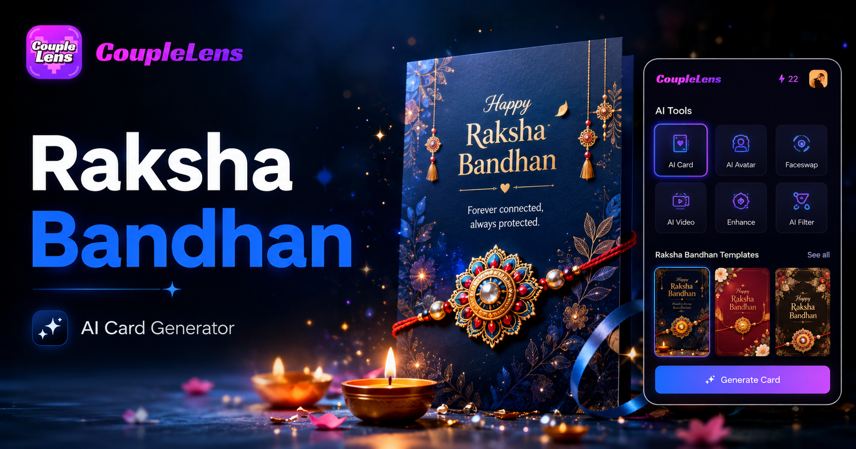 AI Raksha Bandhan Card Design Generator | CoupleLens