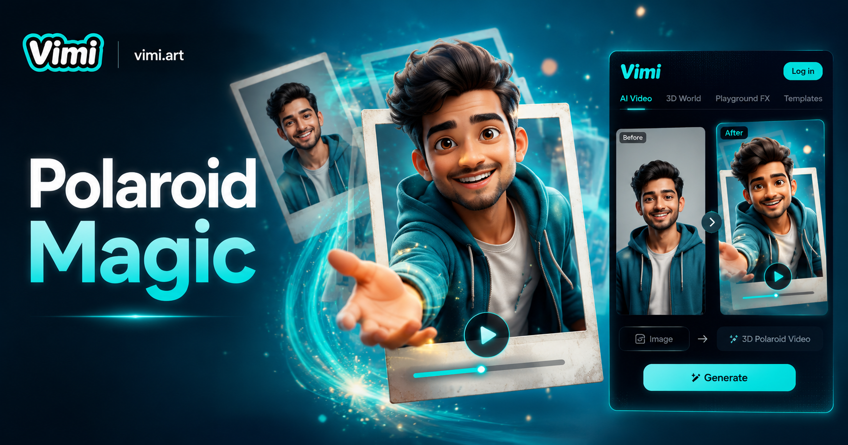 Verwandeln Sie Ihre Fotos in lebendige 3D Polaroids mit Vimi AI